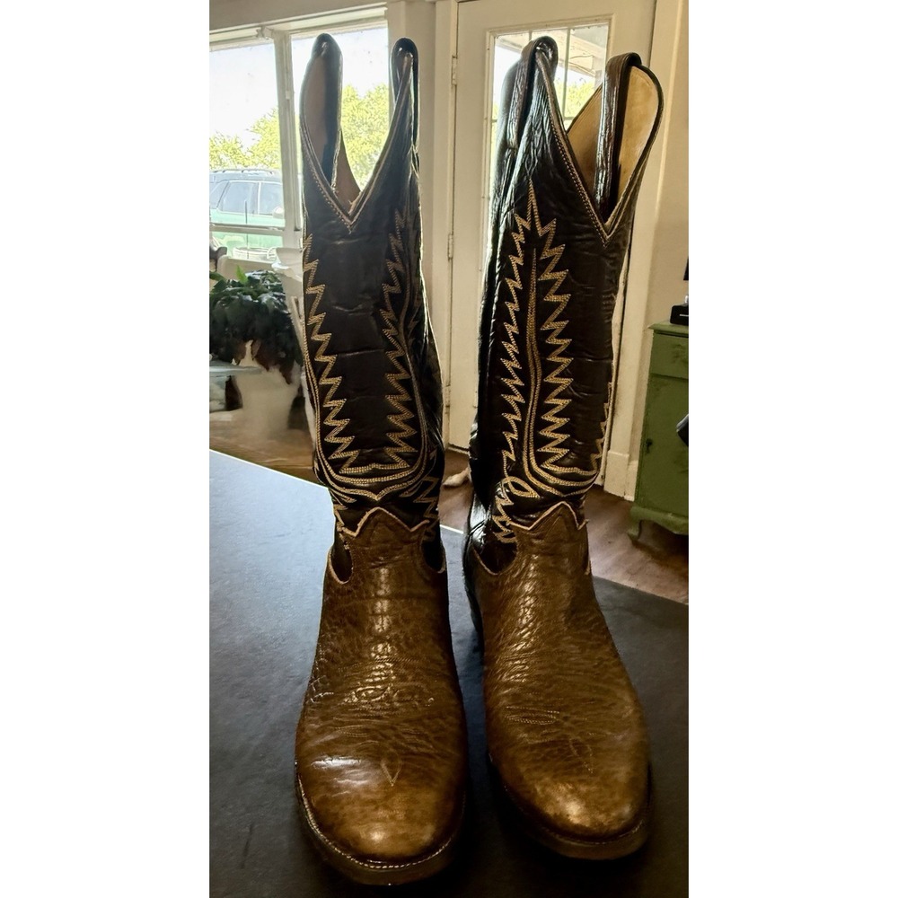 Tony Lama 6442 Krauss Brown Leather Cowboy Western Mens Boots Size 8.5 D VTG
